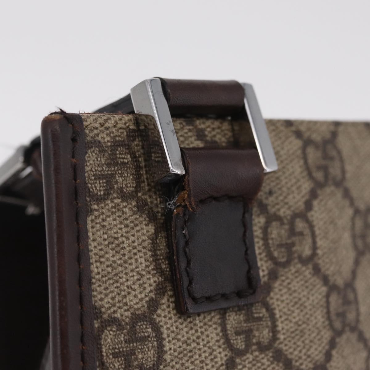 GUCCI GG Supreme Shoulder Bag PVC Beige Silver 92562 Auth 206719