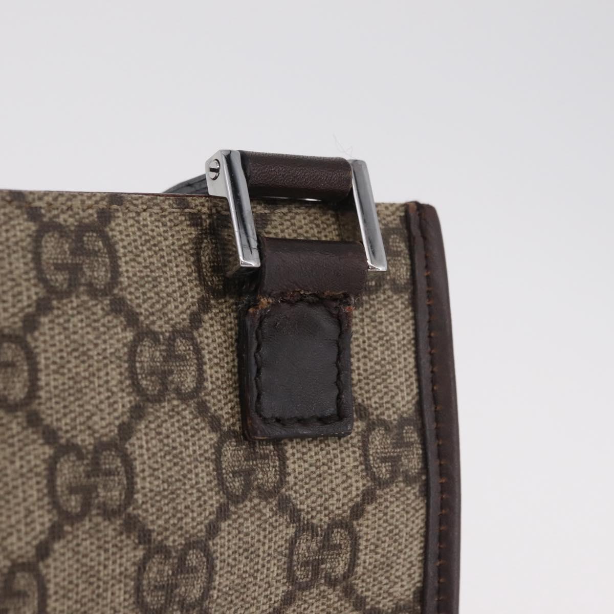 GUCCI GG Supreme Shoulder Bag PVC Beige Silver 92562 Auth 206719