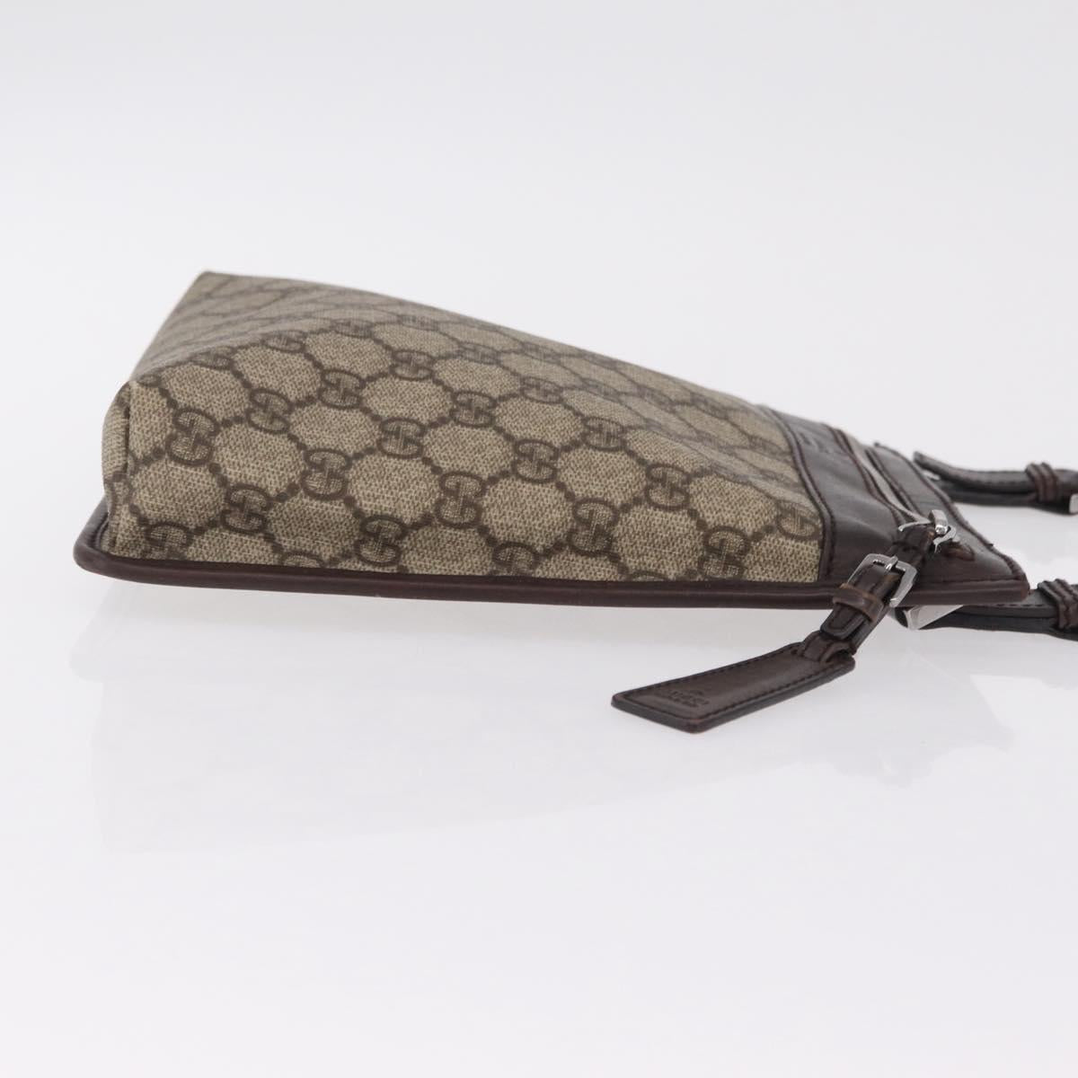 GUCCI GG Supreme Shoulder Bag PVC Beige Silver 92562 Auth 206719