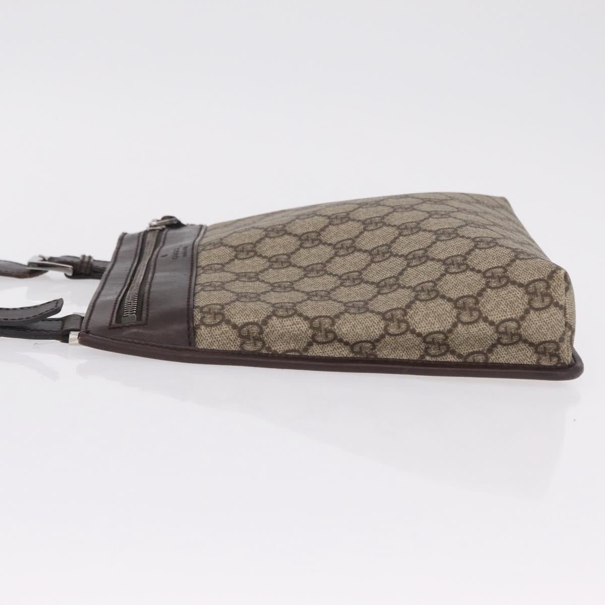 GUCCI GG Supreme Shoulder Bag PVC Beige Silver 92562 Auth 206719