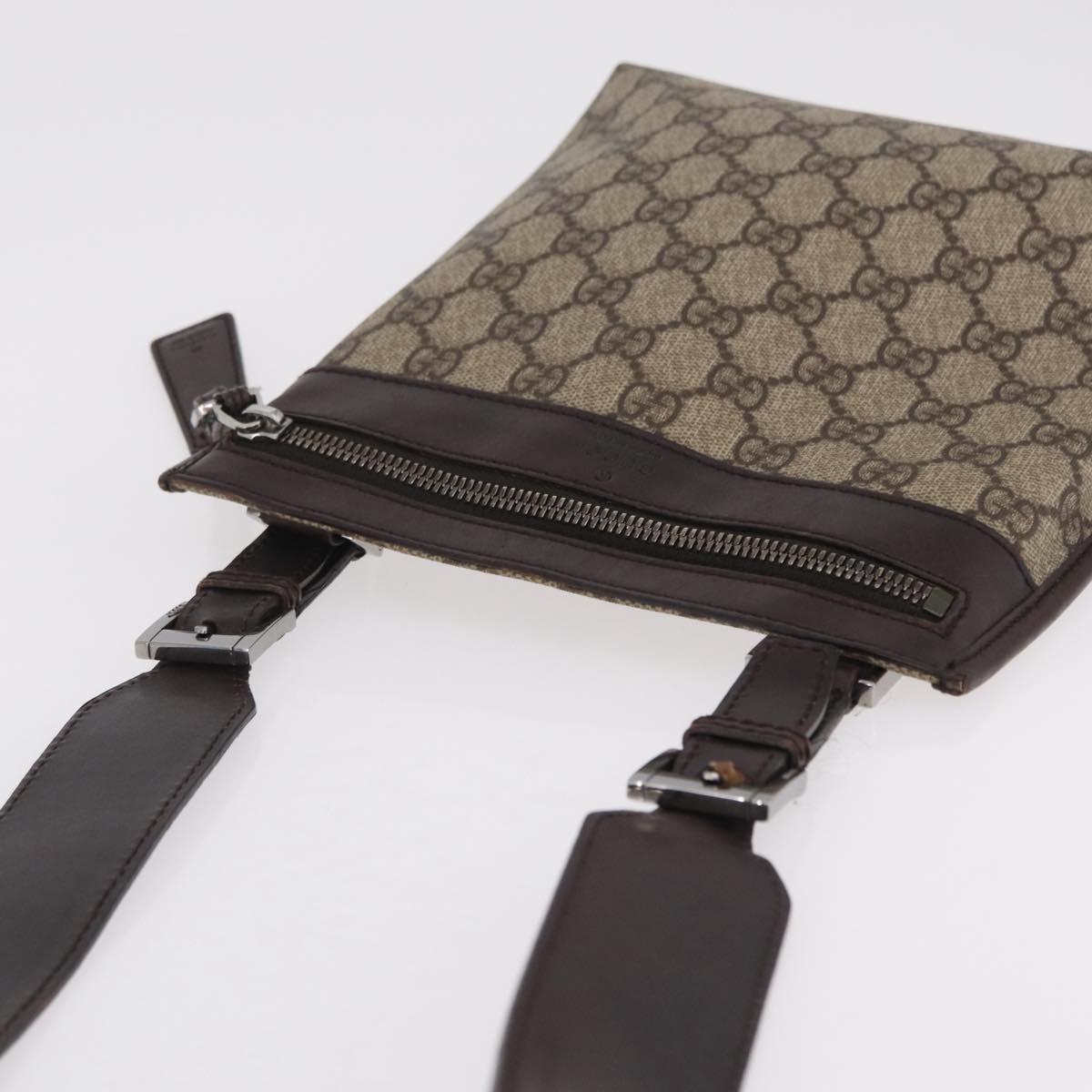 GUCCI GG Supreme Shoulder Bag PVC Beige Silver 92562 Auth 206719