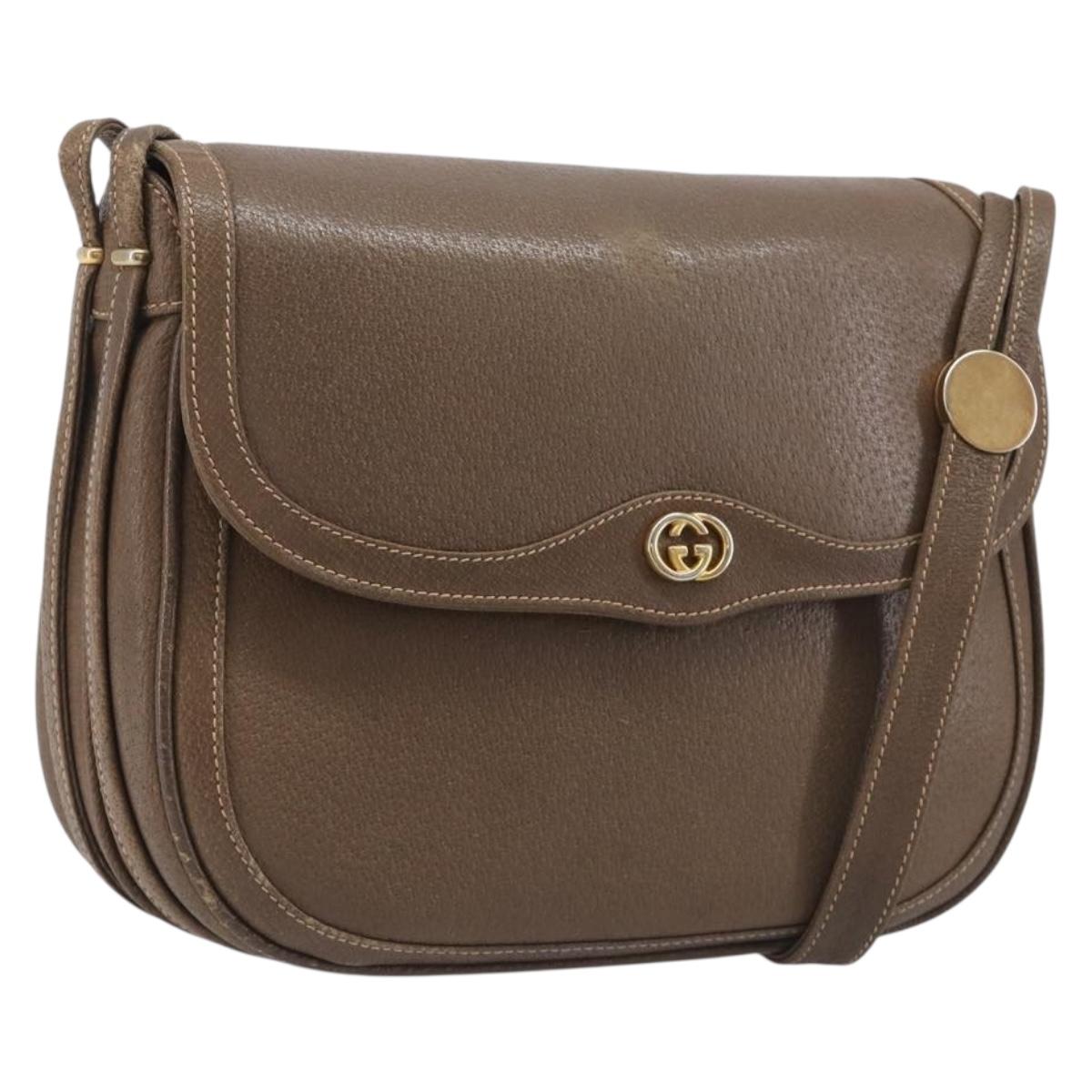 GUCCI Shoulder Bag Leather Brown Gold 001 261 1070 Auth 206720