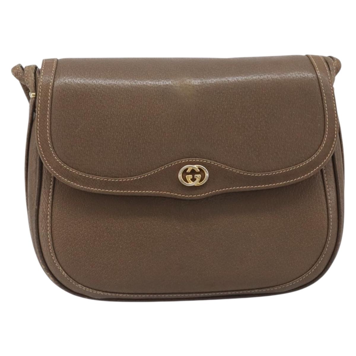 GUCCI Shoulder Bag Leather Brown Gold 001 261 1070 Auth 206720