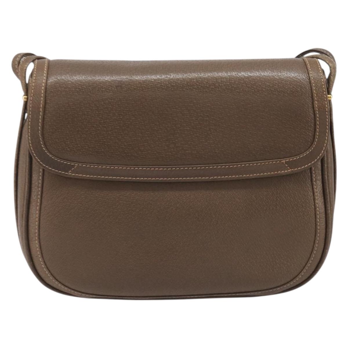 GUCCI Shoulder Bag Leather Brown Gold 001 261 1070 Auth 206720