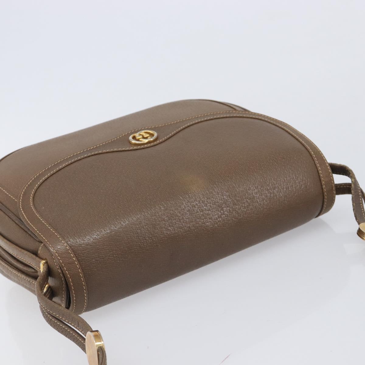 GUCCI Shoulder Bag Leather Brown Gold 001 261 1070 Auth 206720