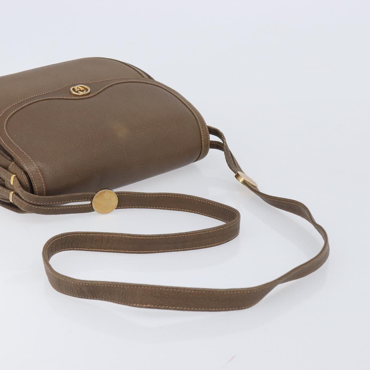 GUCCI Shoulder Bag Leather Brown Gold 001 261 1070 Auth 206720