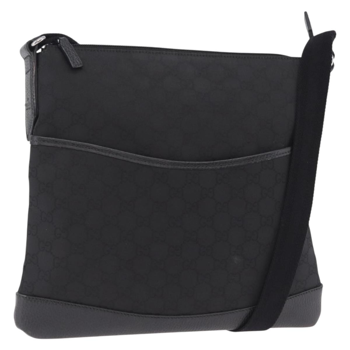 GUCCI GG Canvas Shoulder Bag Outlet Black Silver 374414 Auth 206722A