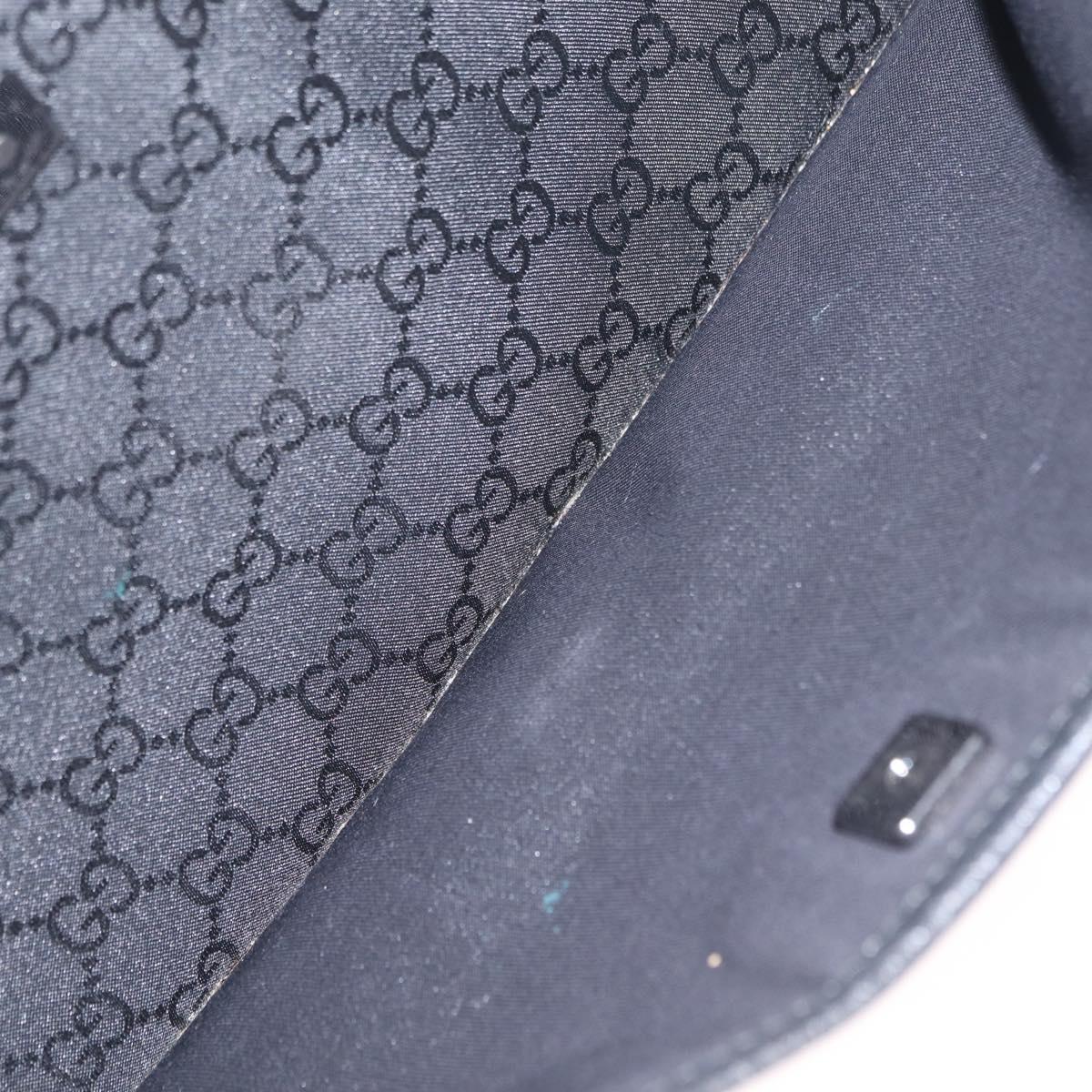 GUCCI GG Canvas Shoulder Bag Outlet Black Silver 374414 Auth 206722A