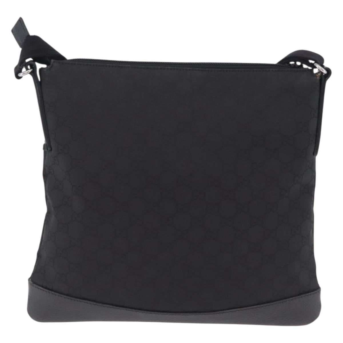 GUCCI GG Canvas Shoulder Bag Outlet Black Silver 374414 Auth 206722A