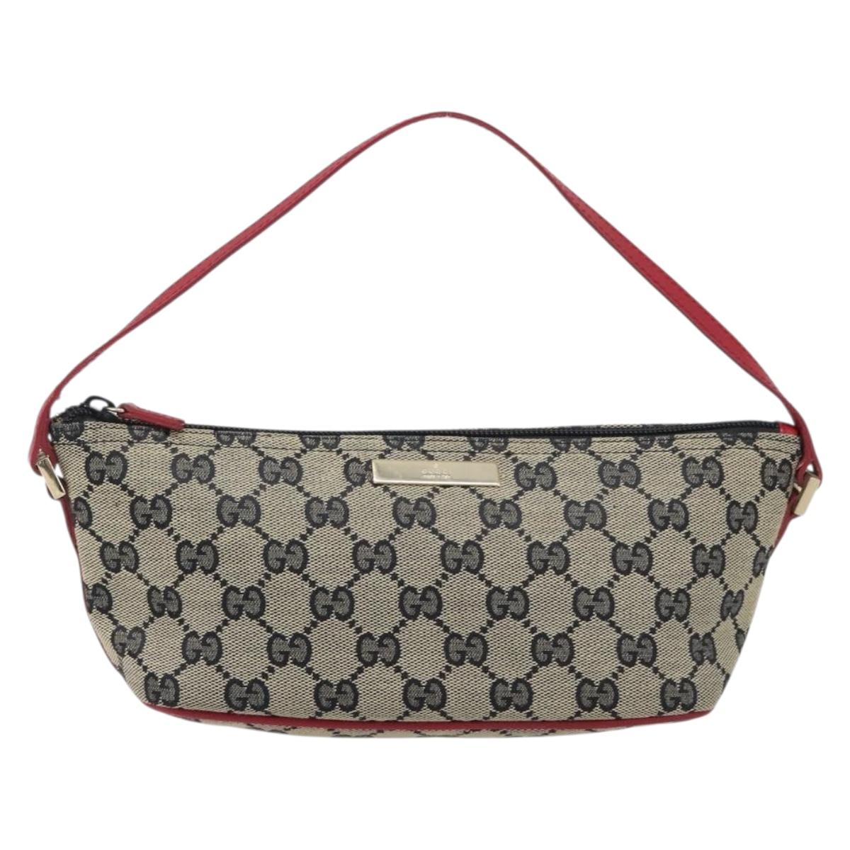GUCCI GG Canvas Accessory Pouch Navy Gold 039 1103 Auth 206723A