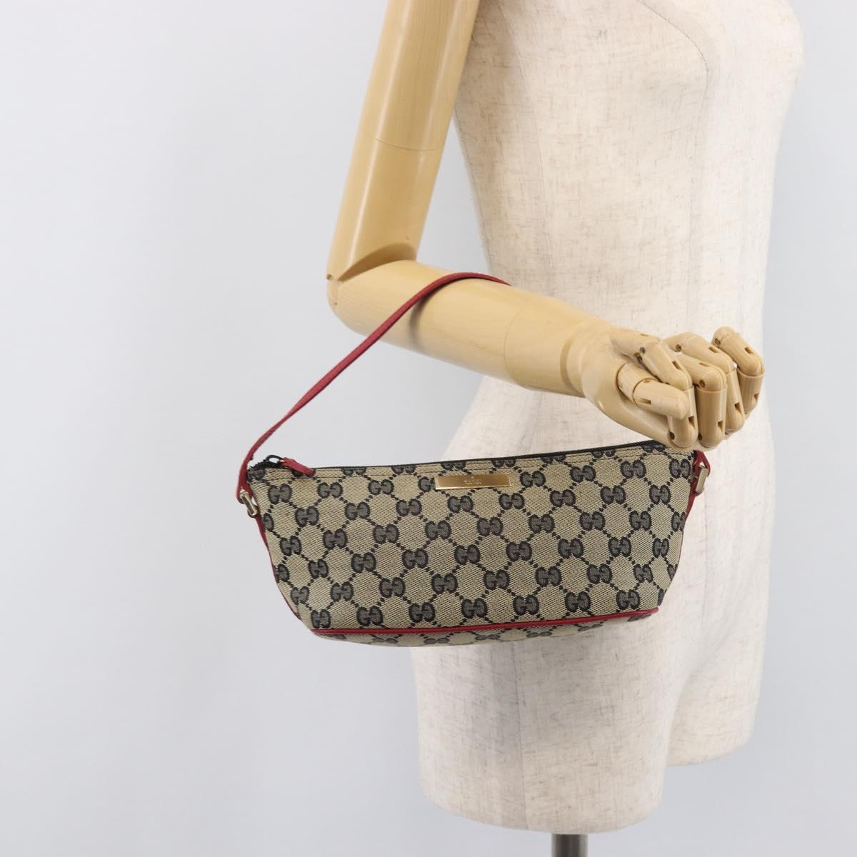 GUCCI GG Canvas Accessory Pouch Navy Gold 039 1103 Auth 206723A