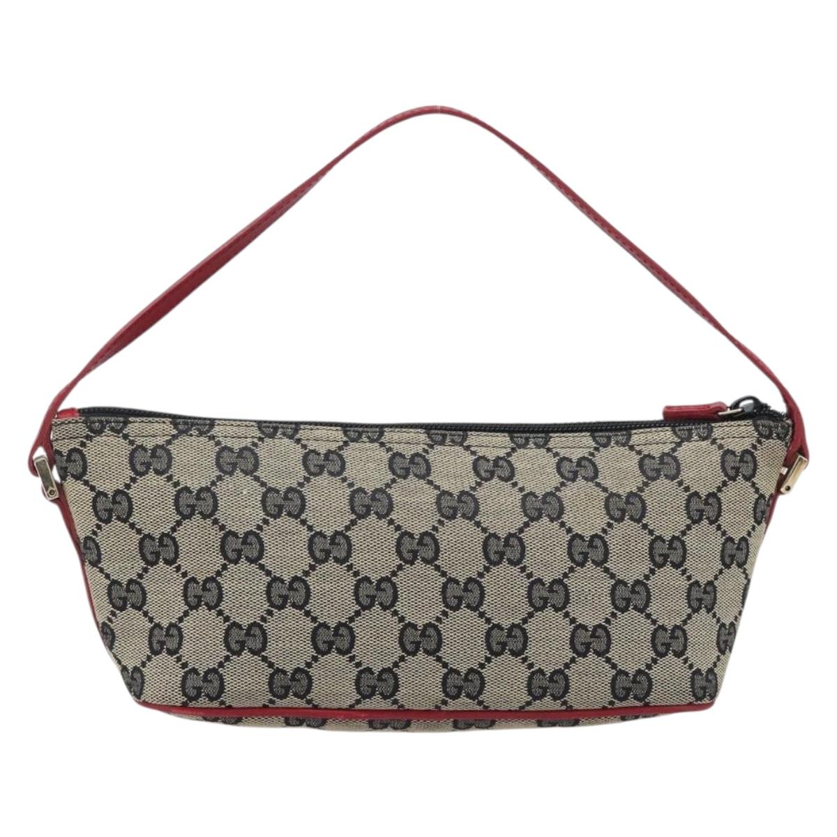 GUCCI GG Canvas Accessory Pouch Navy Gold 039 1103 Auth 206723A