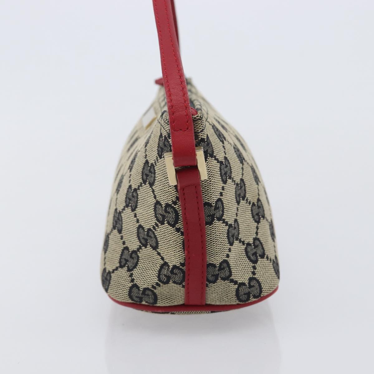 GUCCI GG Canvas Accessory Pouch Navy Gold 039 1103 Auth 206723A