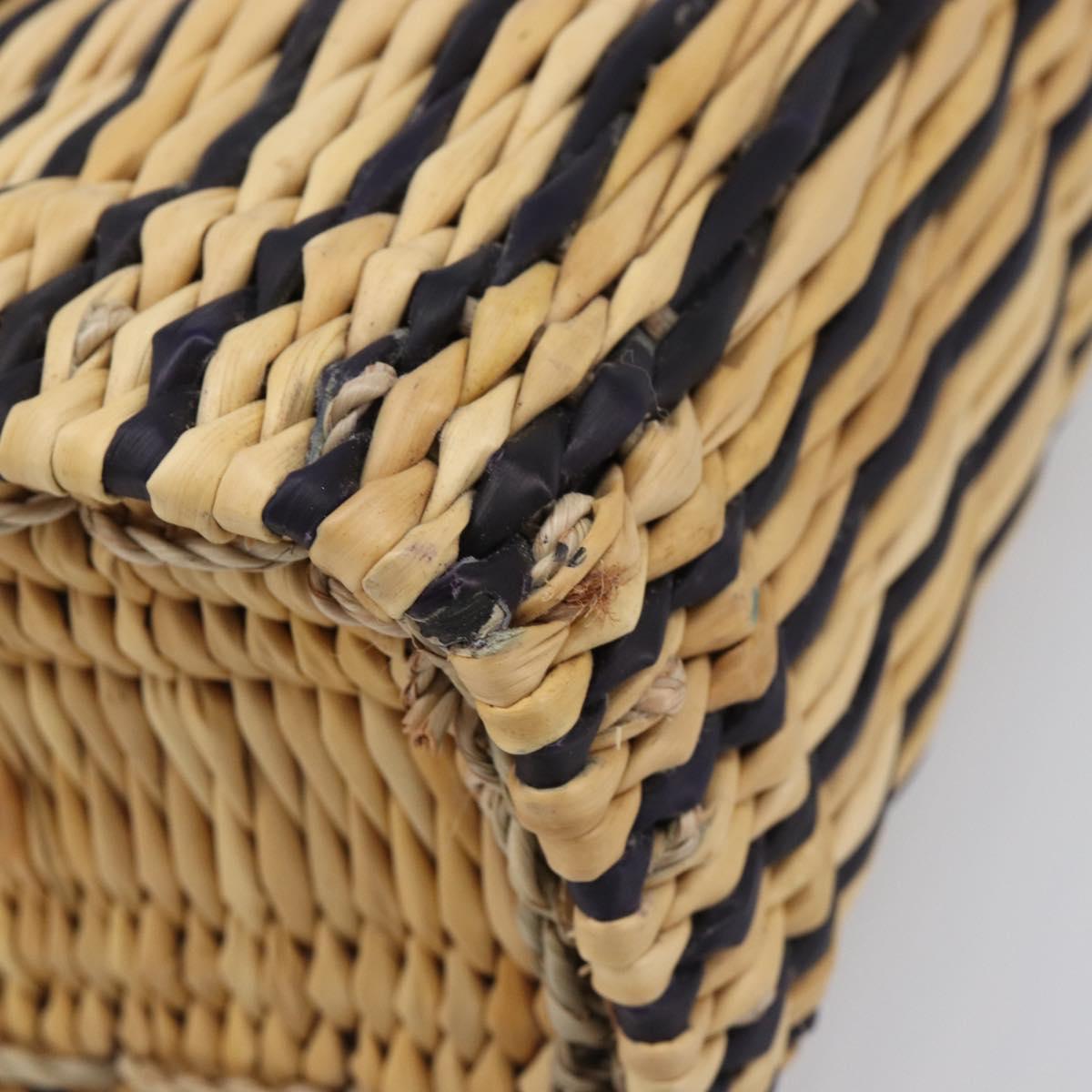 LOEWE Tote Bag Raffia Beige Silver Auth 206724M