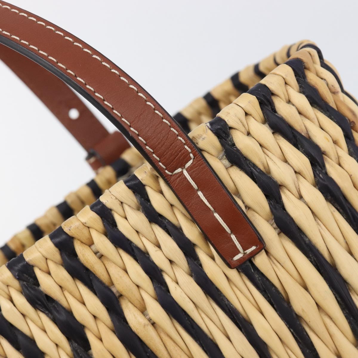 LOEWE Tote Bag Raffia Beige Silver Auth 206724M