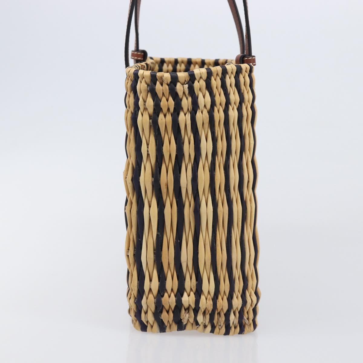 LOEWE Tote Bag Raffia Beige Silver Auth 206724M