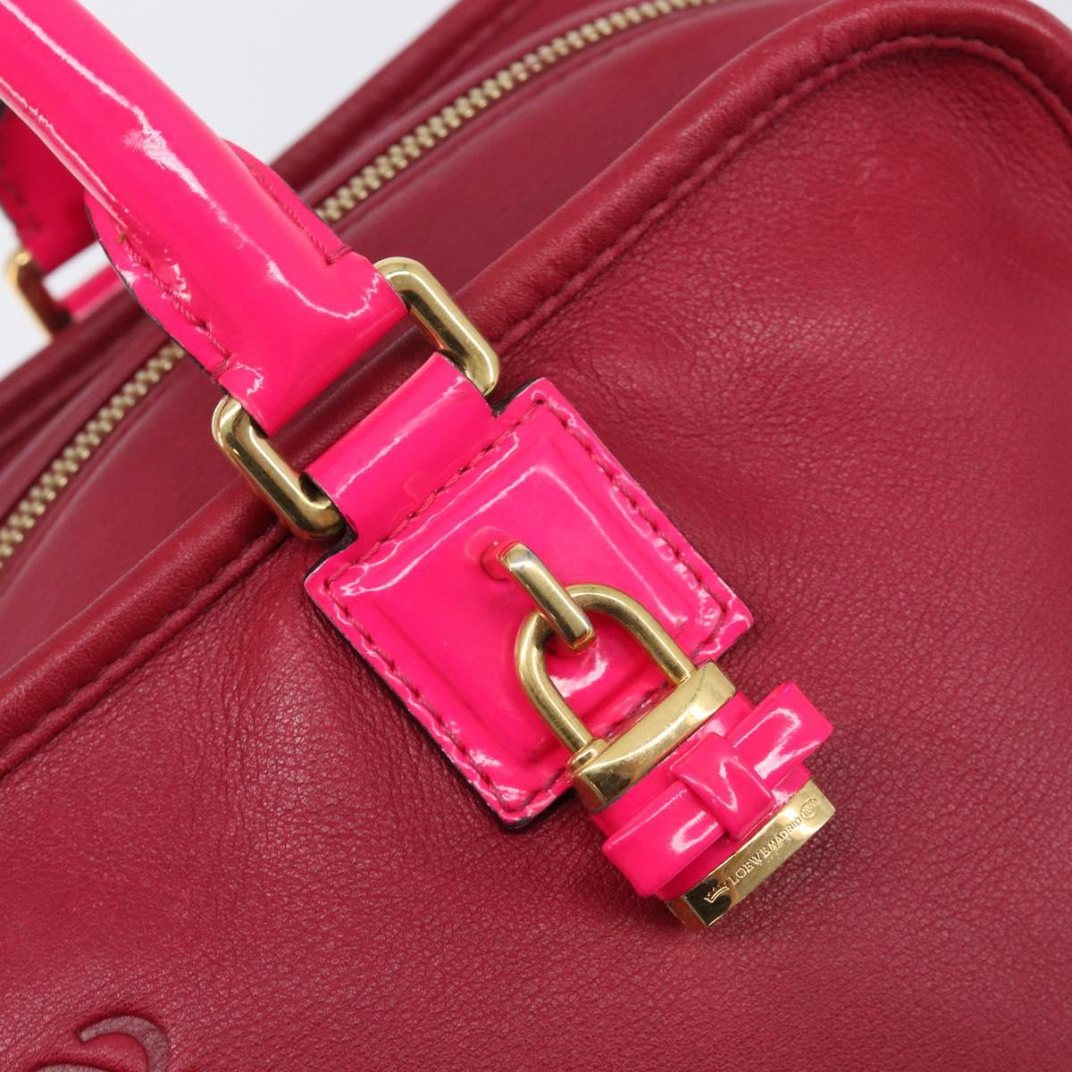 LOEWE Amazona 36 Hand Bag Leather Red Gold Auth 206725A