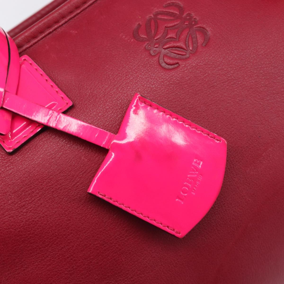 LOEWE Amazona 36 Hand Bag Leather Red Gold Auth 206725A