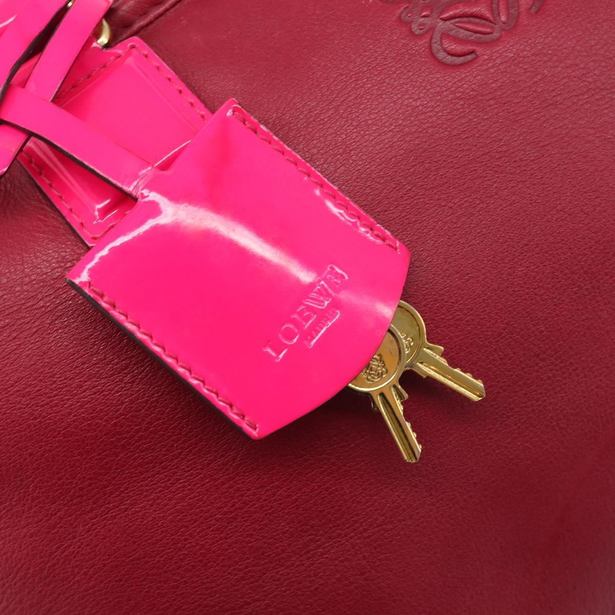 LOEWE Amazona 36 Hand Bag Leather Red Gold Auth 206725A