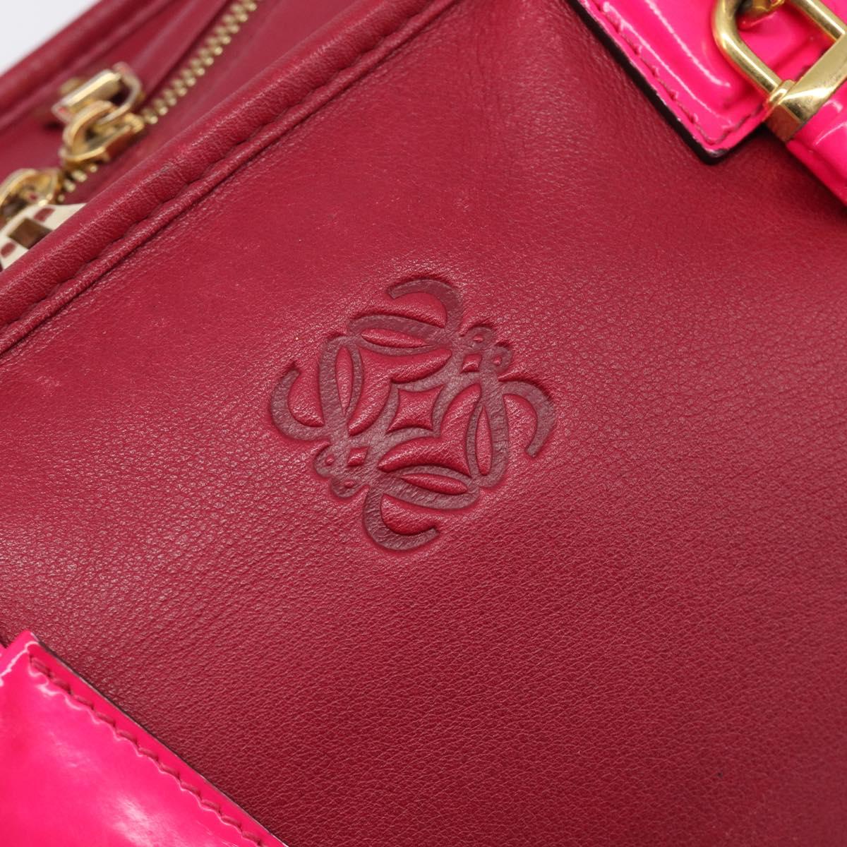 LOEWE Amazona 36 Hand Bag Leather Red Gold Auth 206725A