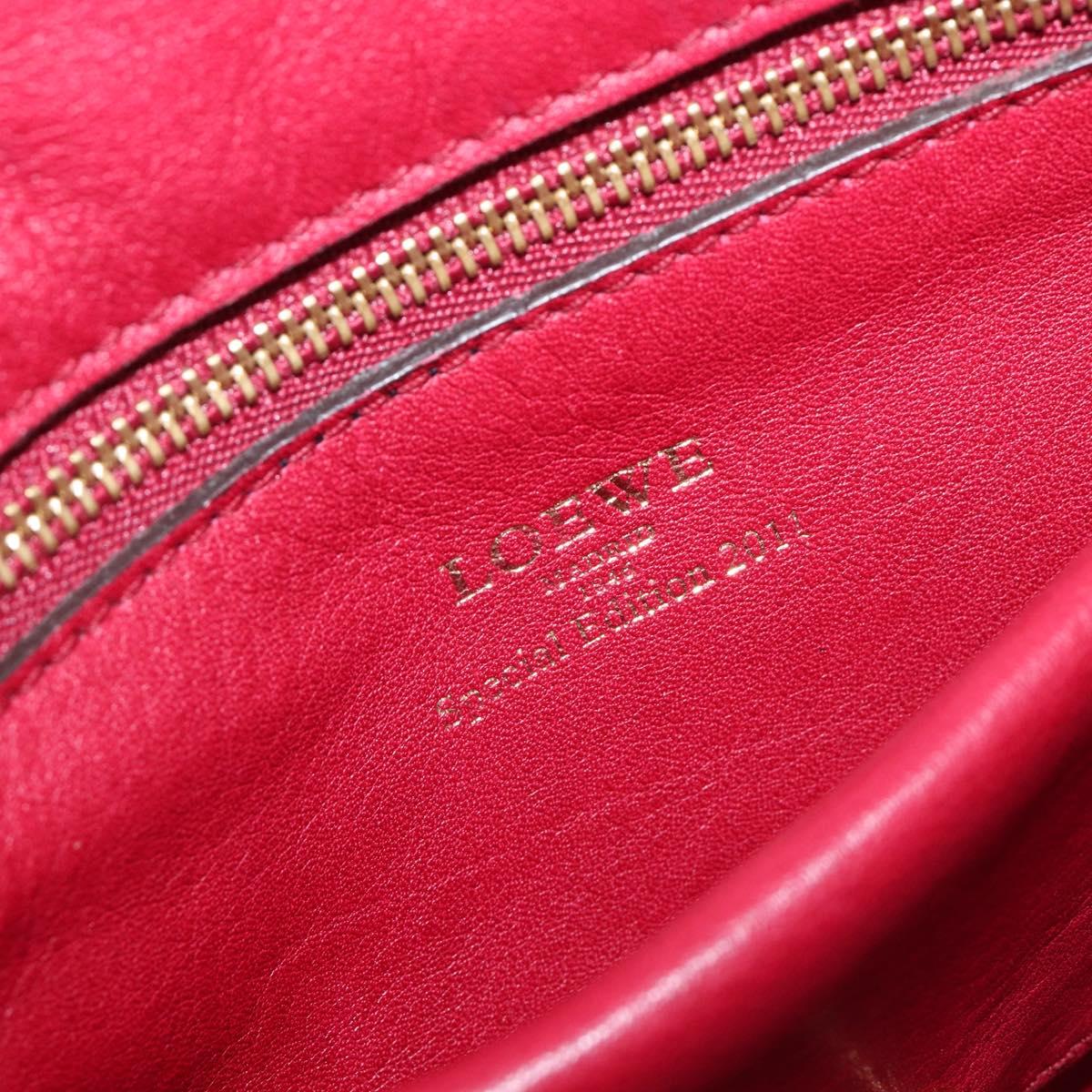 LOEWE Amazona 36 Hand Bag Leather Red Gold Auth 206725A