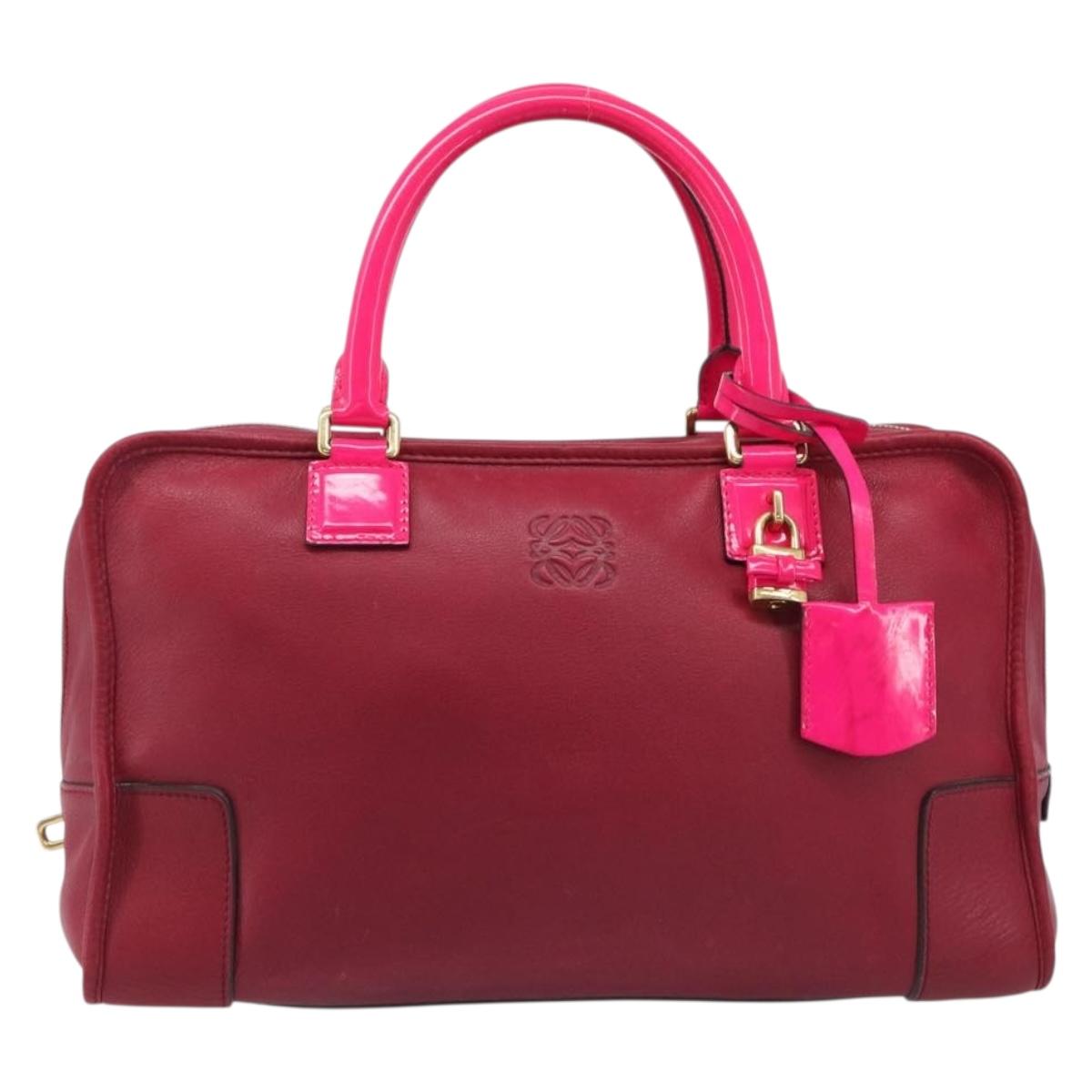 LOEWE Amazona 36 Hand Bag Leather Red Gold Auth 206725A