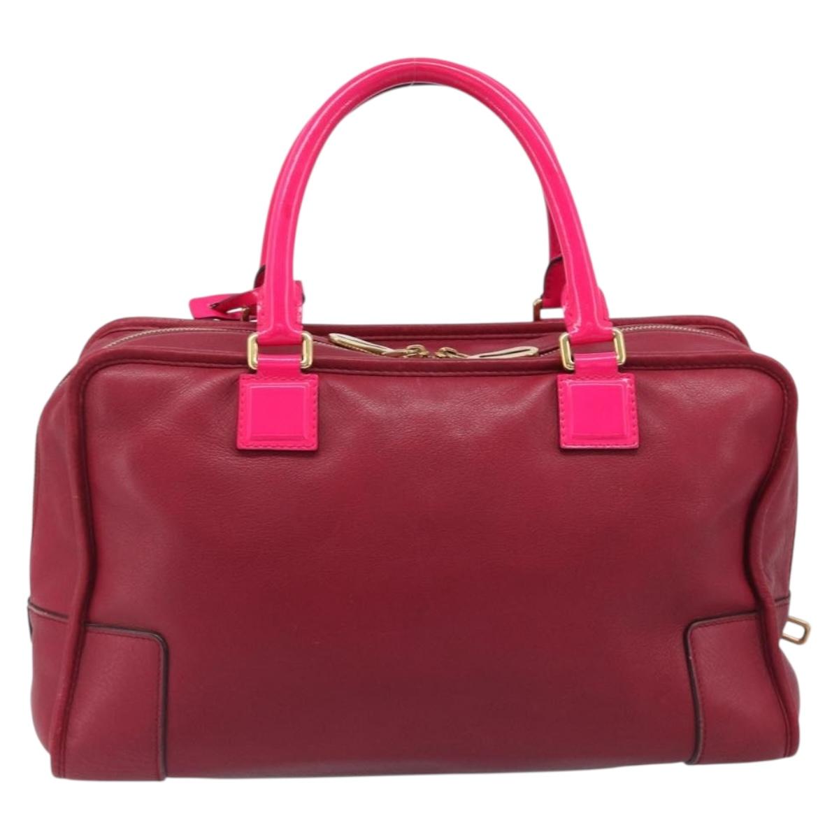 LOEWE Amazona 36 Hand Bag Leather Red Gold Auth 206725A