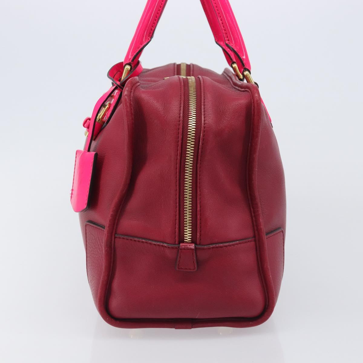 LOEWE Amazona 36 Hand Bag Leather Red Gold Auth 206725A