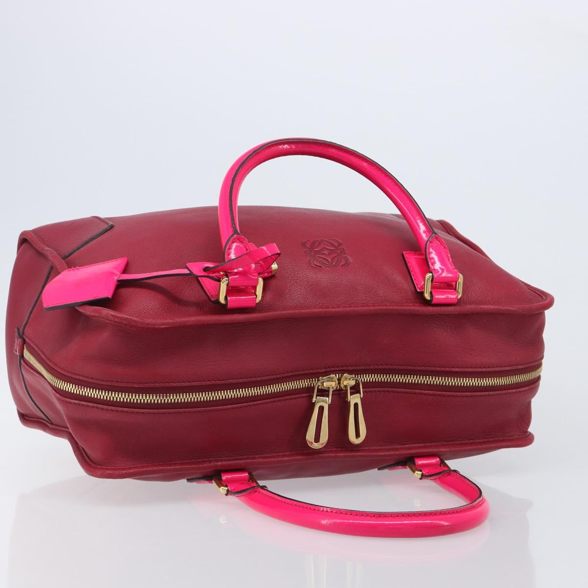 LOEWE Amazona 36 Hand Bag Leather Red Gold Auth 206725A