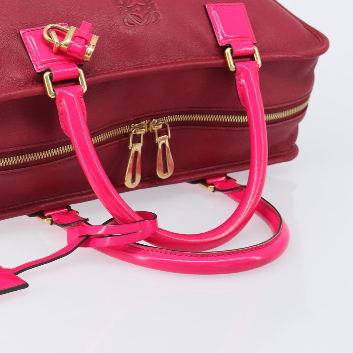 LOEWE Amazona 36 Hand Bag Leather Red Gold Auth 206725A