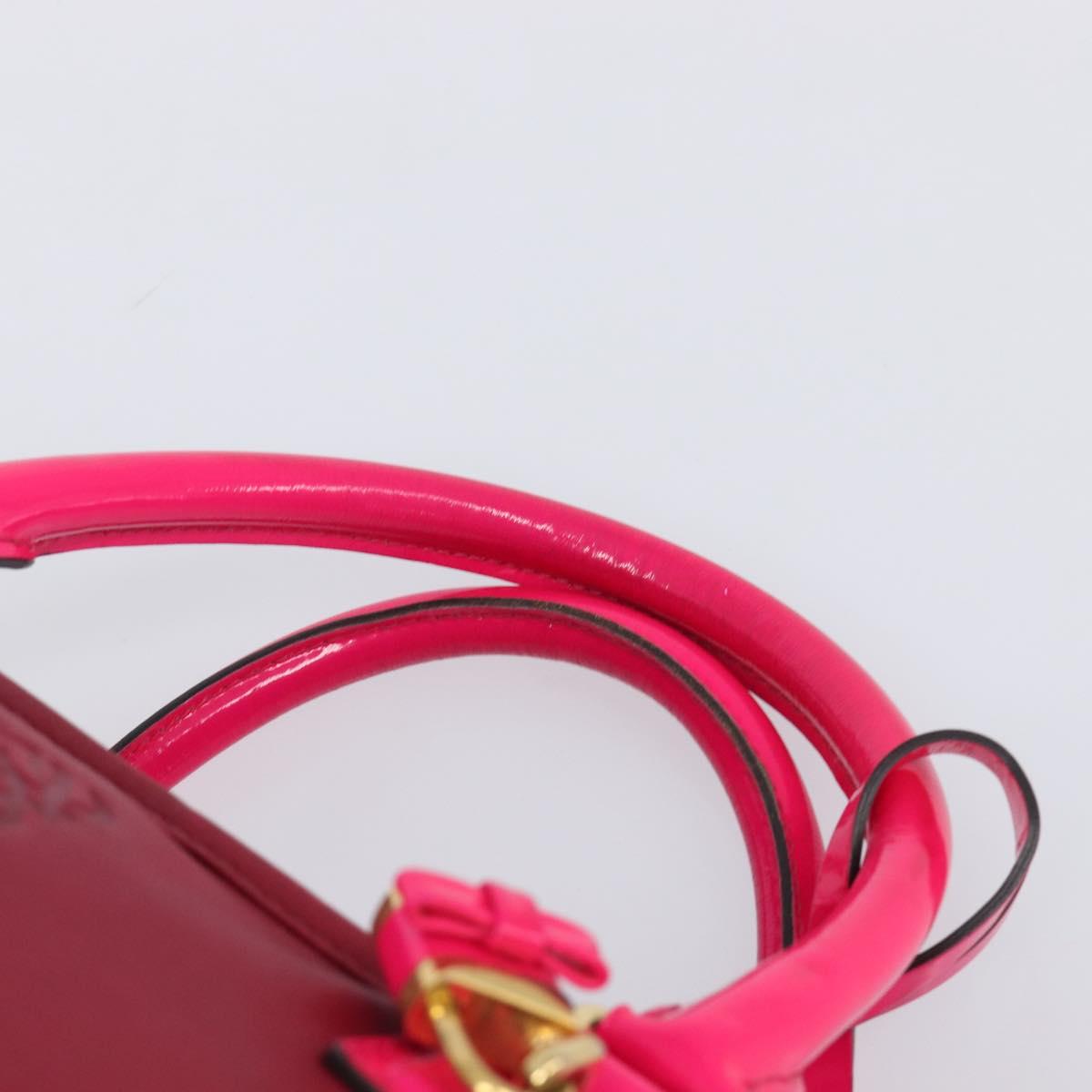 LOEWE Amazona 36 Hand Bag Leather Red Gold Auth 206725A