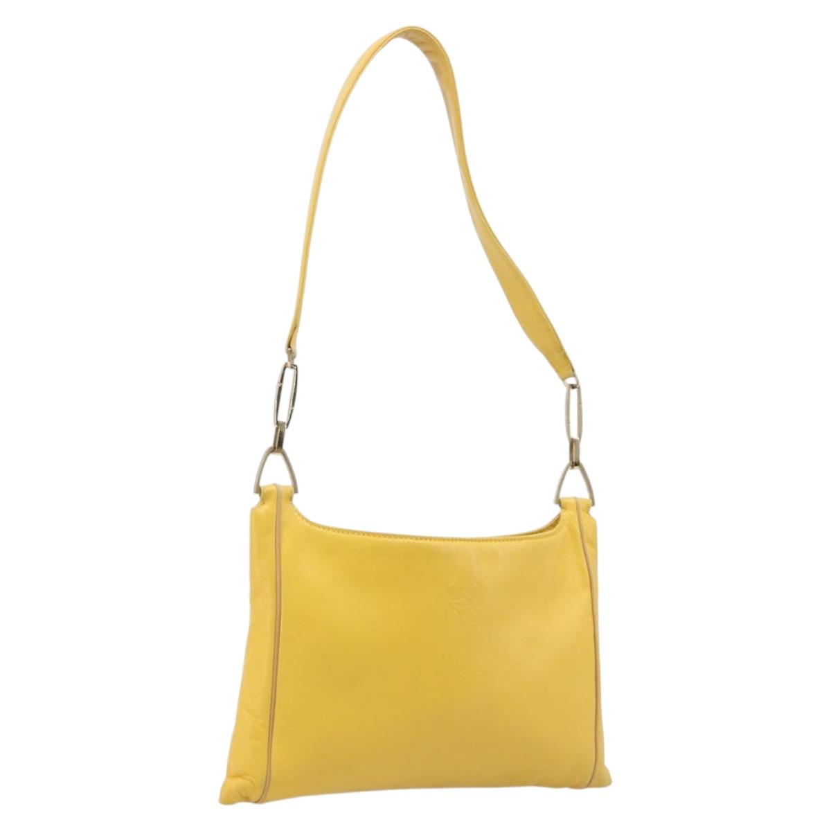 LOEWE Shoulder Bag Leather Yellow Gold Auth 206726A