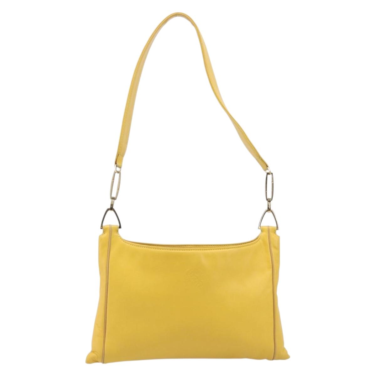 LOEWE Shoulder Bag Leather Yellow Gold Auth 206726A