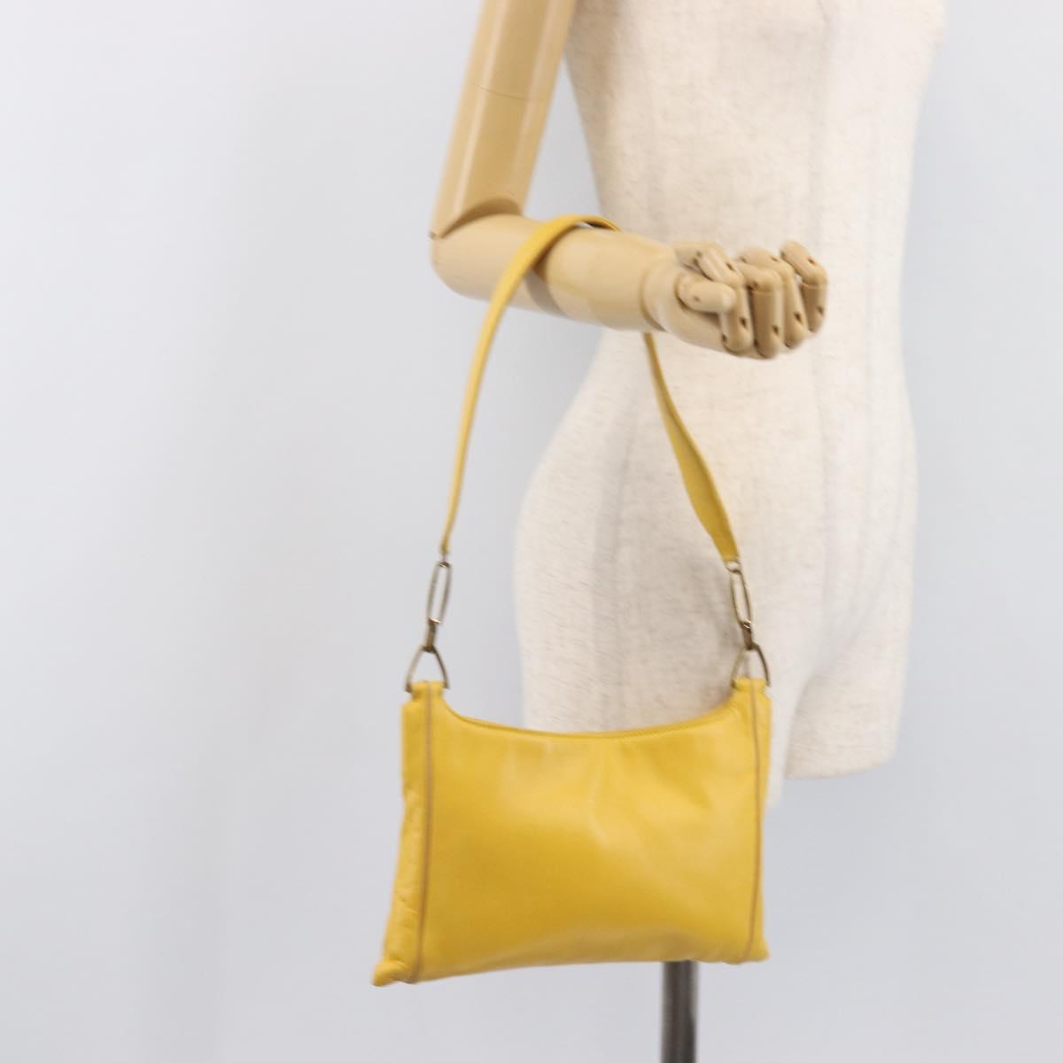 LOEWE Shoulder Bag Leather Yellow Gold Auth 206726A