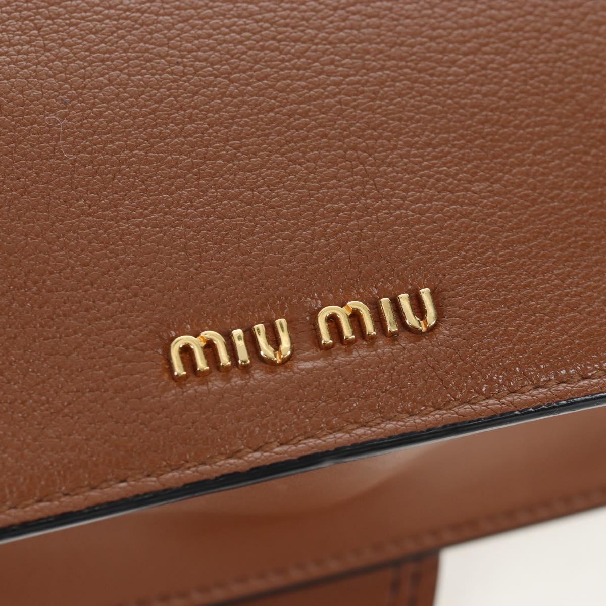 Miu Miu Shoulder Bag Leather Brown Gold Auth 206727M