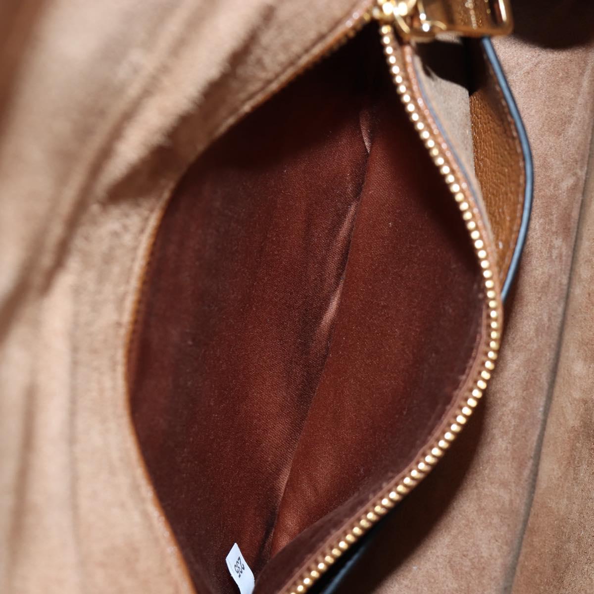 Miu Miu Shoulder Bag Leather Brown Gold Auth 206727M