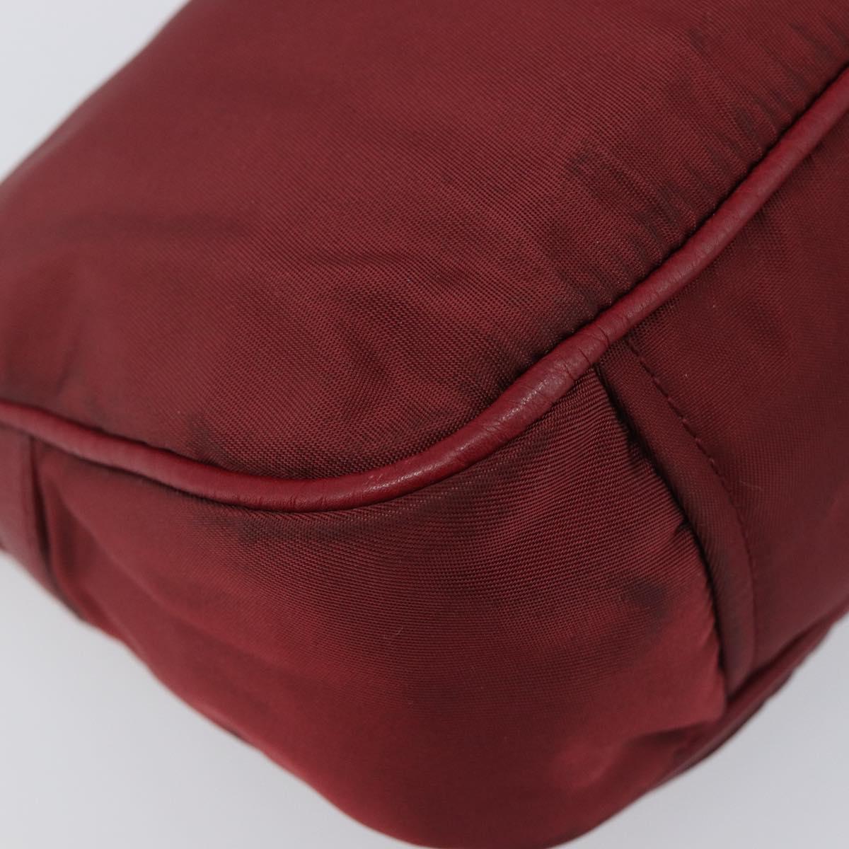 PRADA Shoulder Bag Nylon Red Silver Auth 206730A