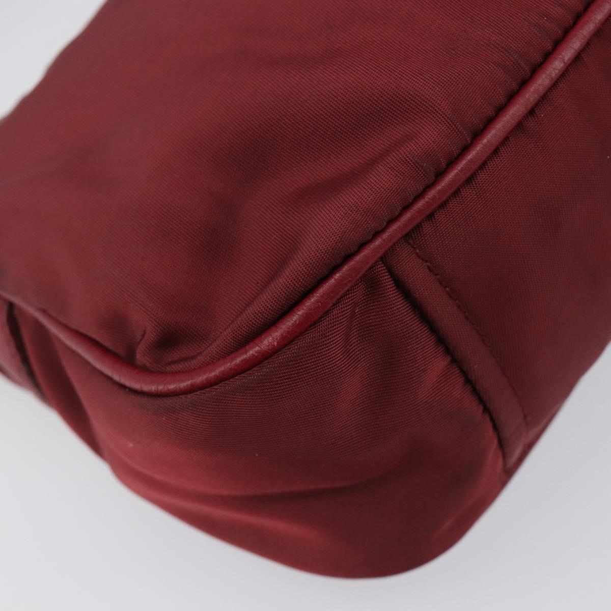 PRADA Shoulder Bag Nylon Red Silver Auth 206730A