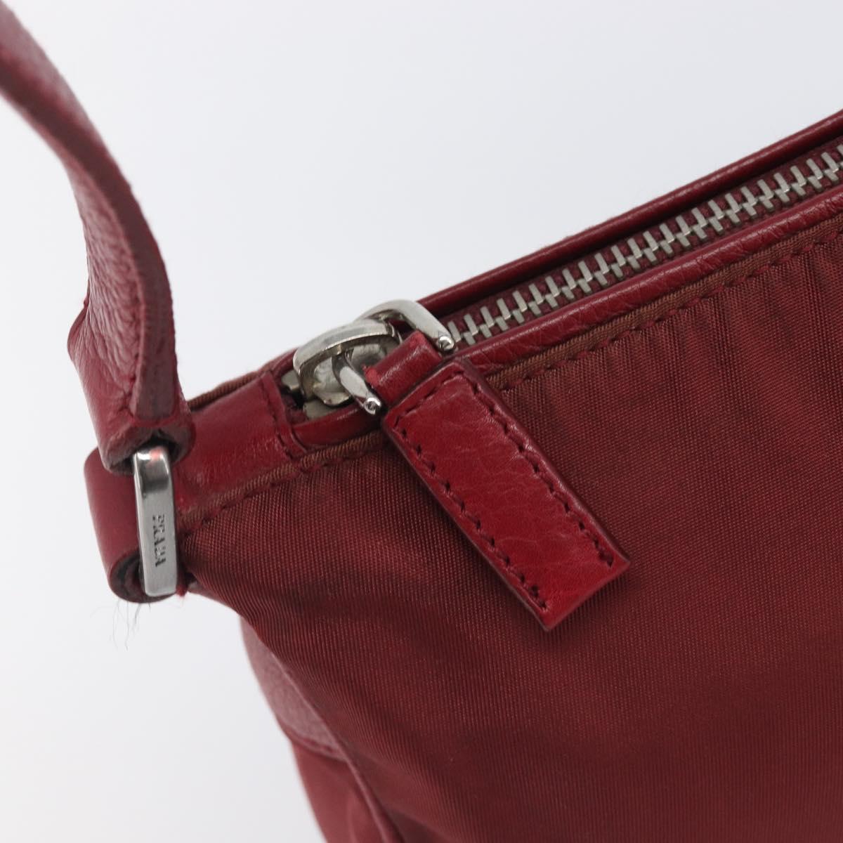 PRADA Shoulder Bag Nylon Red Silver Auth 206730A
