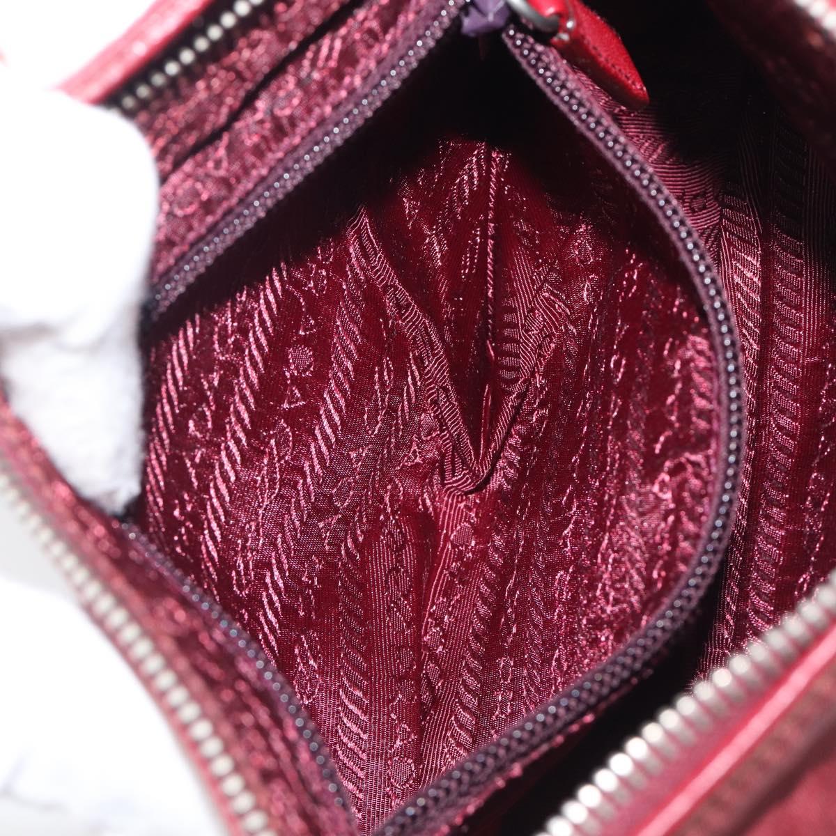 PRADA Shoulder Bag Nylon Red Silver Auth 206730A