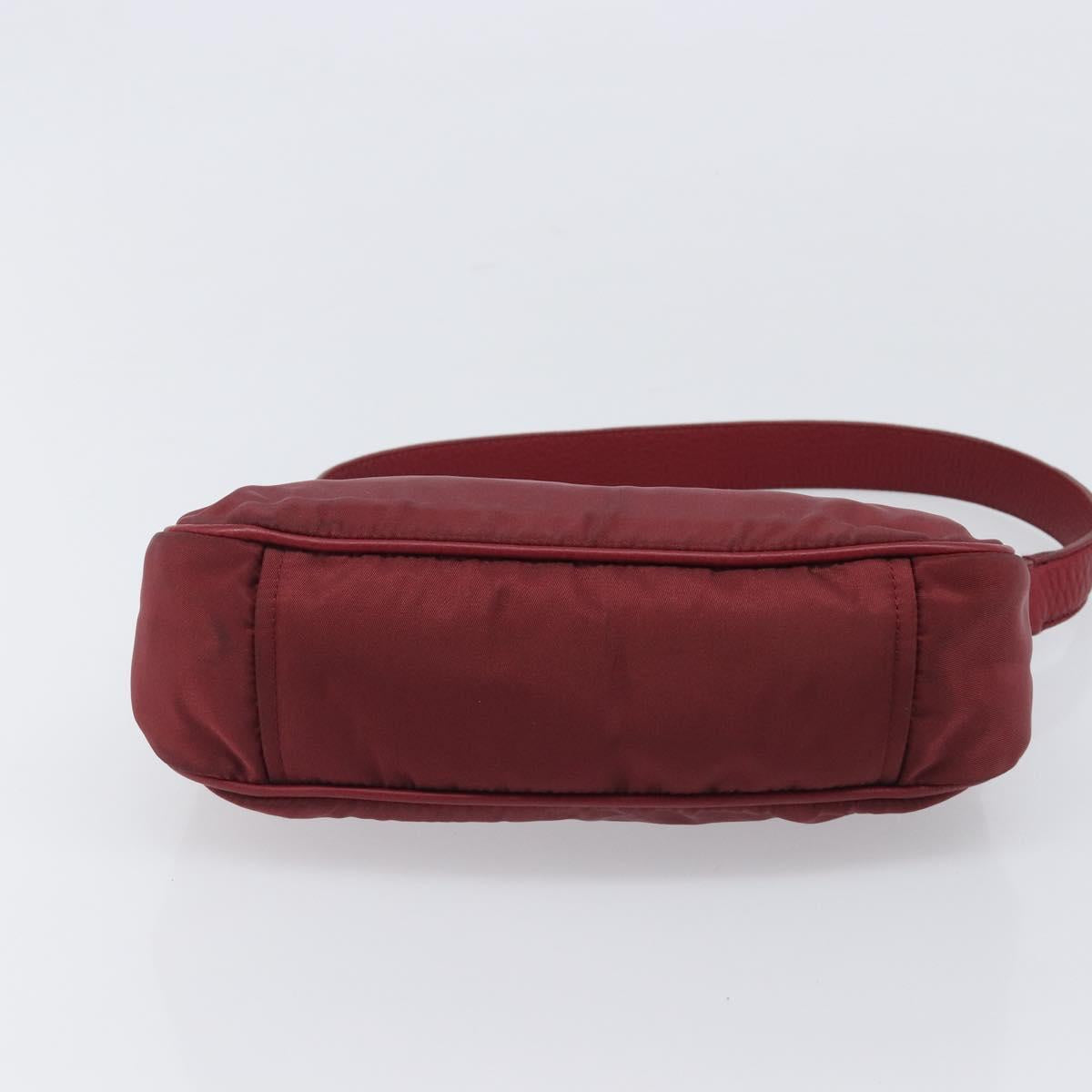 PRADA Shoulder Bag Nylon Red Silver Auth 206730A