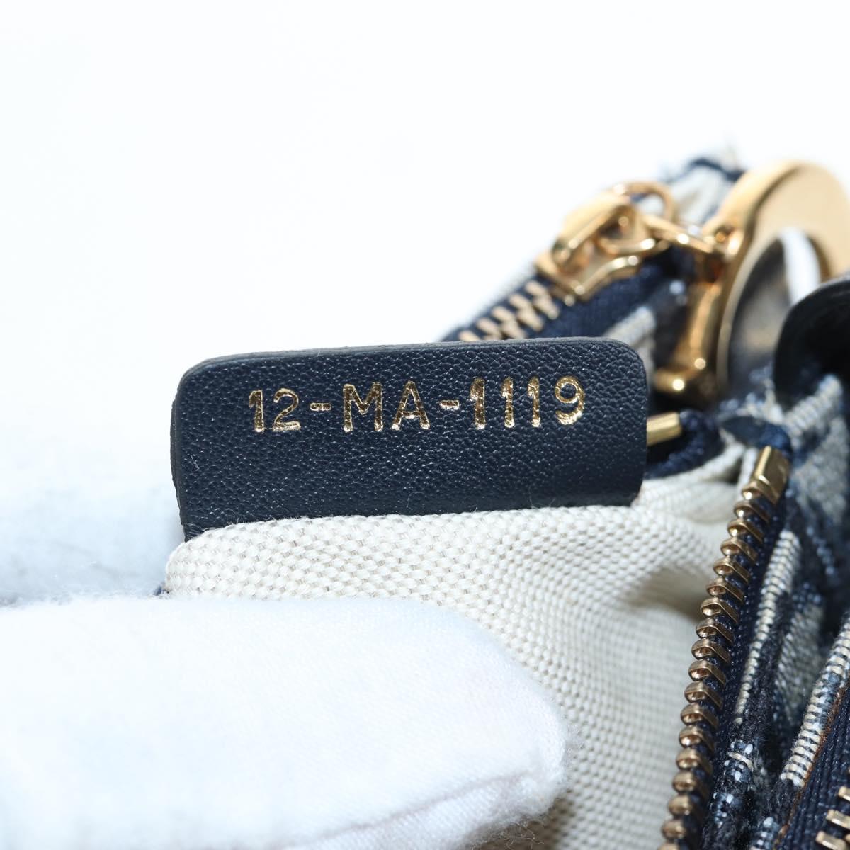 Christian Dior Trotter Canvas Saddle Shoulder Bag Navy Gold Auth 206735V