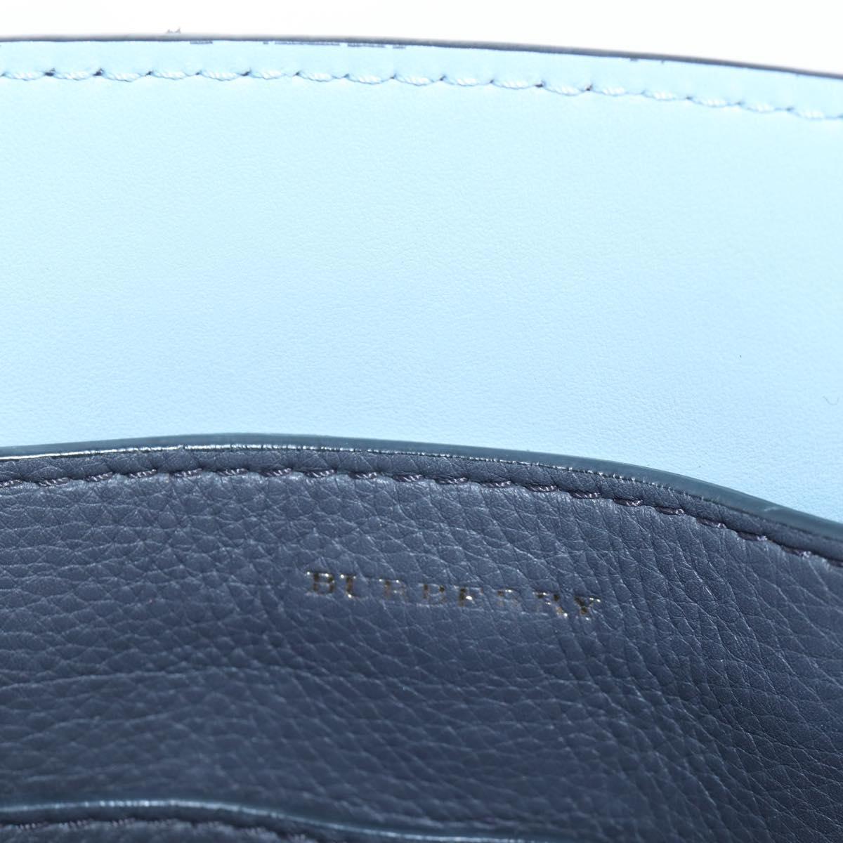 BURBERRY Hand Bag Leather 2way Gray Gold Auth 206737A