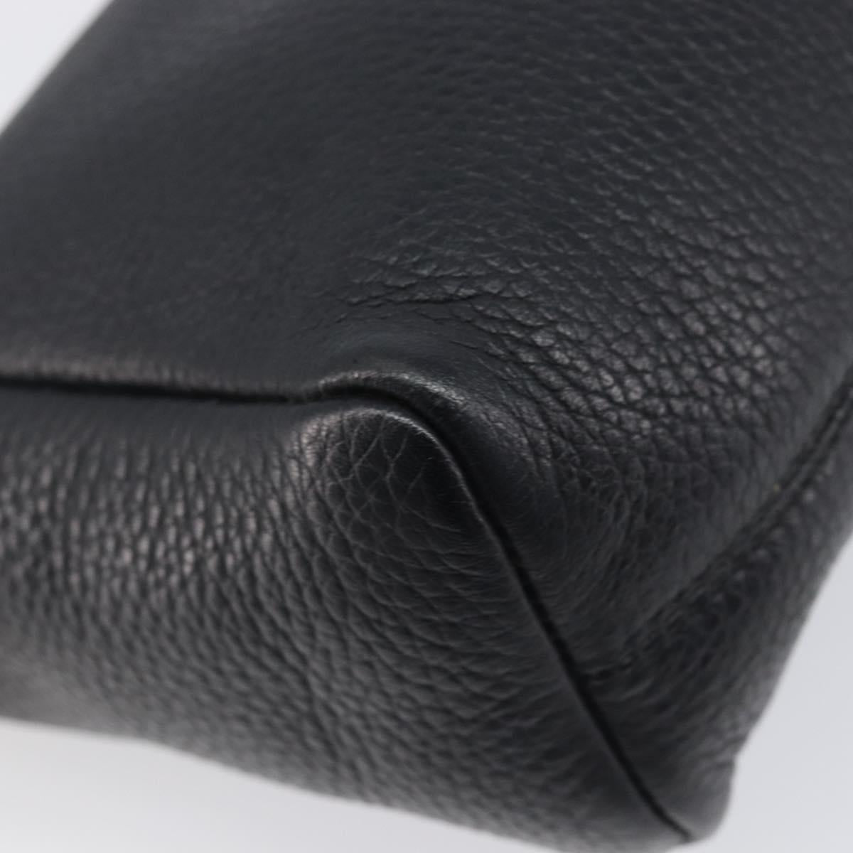 BURBERRY Shoulder Bag Leather Black Silver Auth 206738A