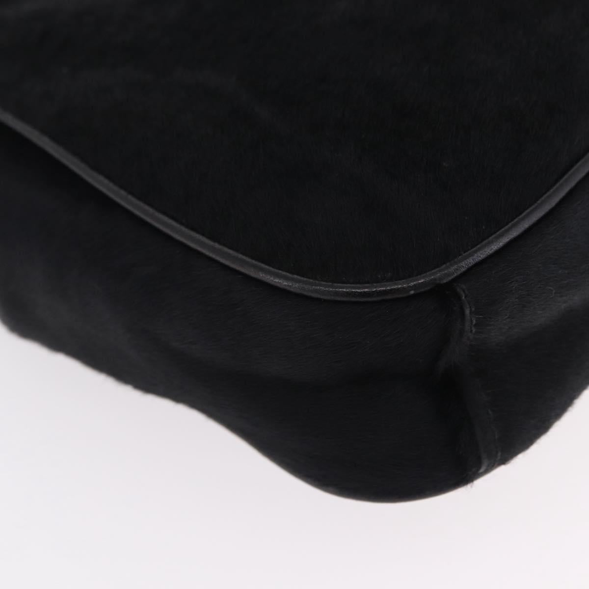 FENDI Tote Bag Harako Leather Black Silver Auth 206741V