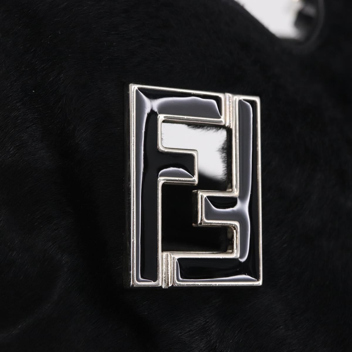 FENDI Tote Bag Harako Leather Black Silver Auth 206741V