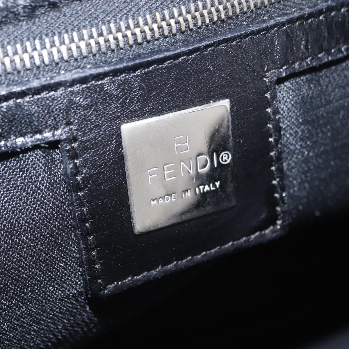 FENDI Tote Bag Harako Leather Black Silver Auth 206741V