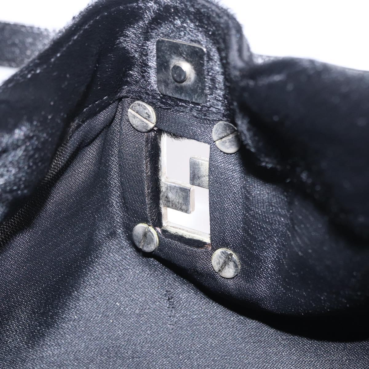 FENDI Tote Bag Harako Leather Black Silver Auth 206741V
