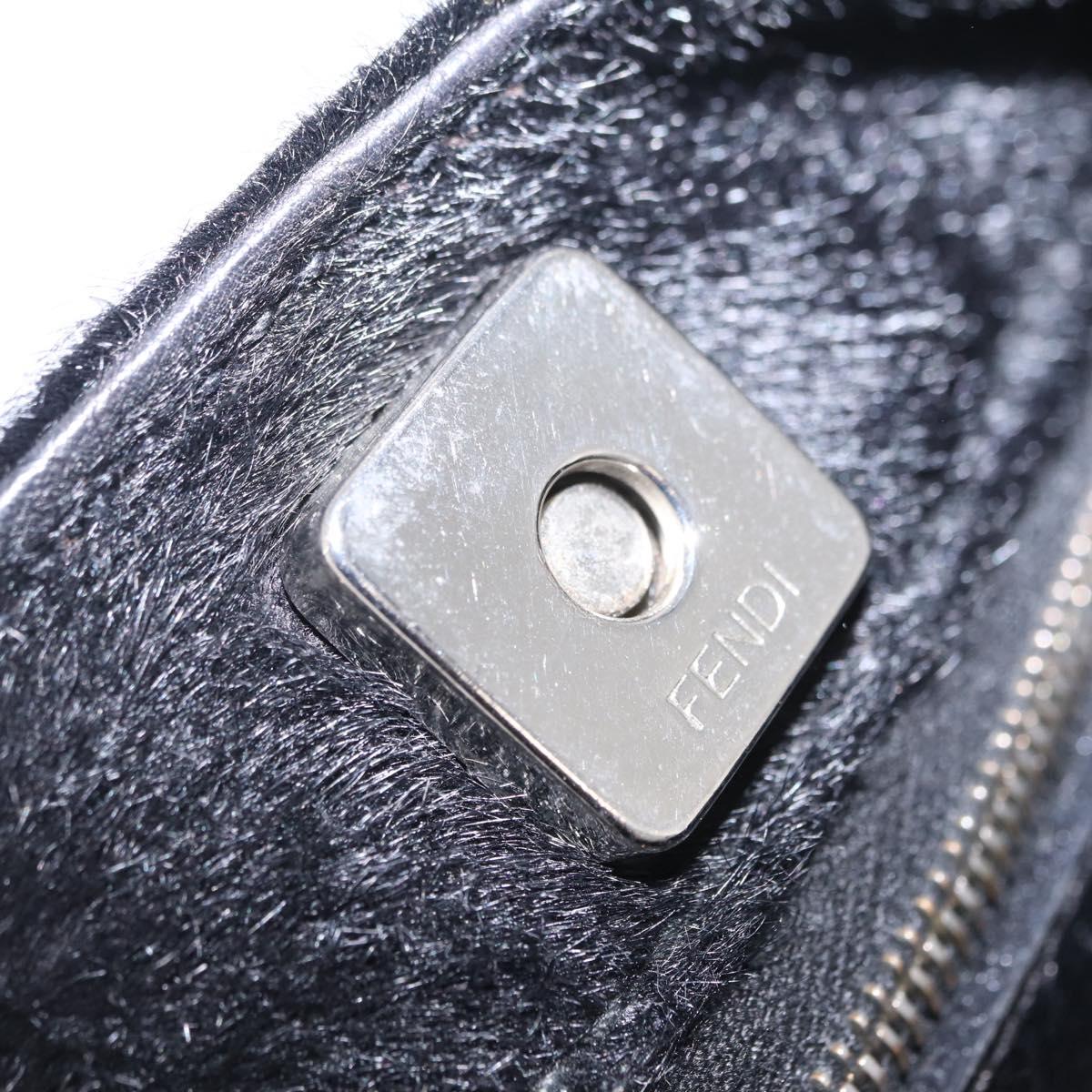 FENDI Tote Bag Harako Leather Black Silver Auth 206741V