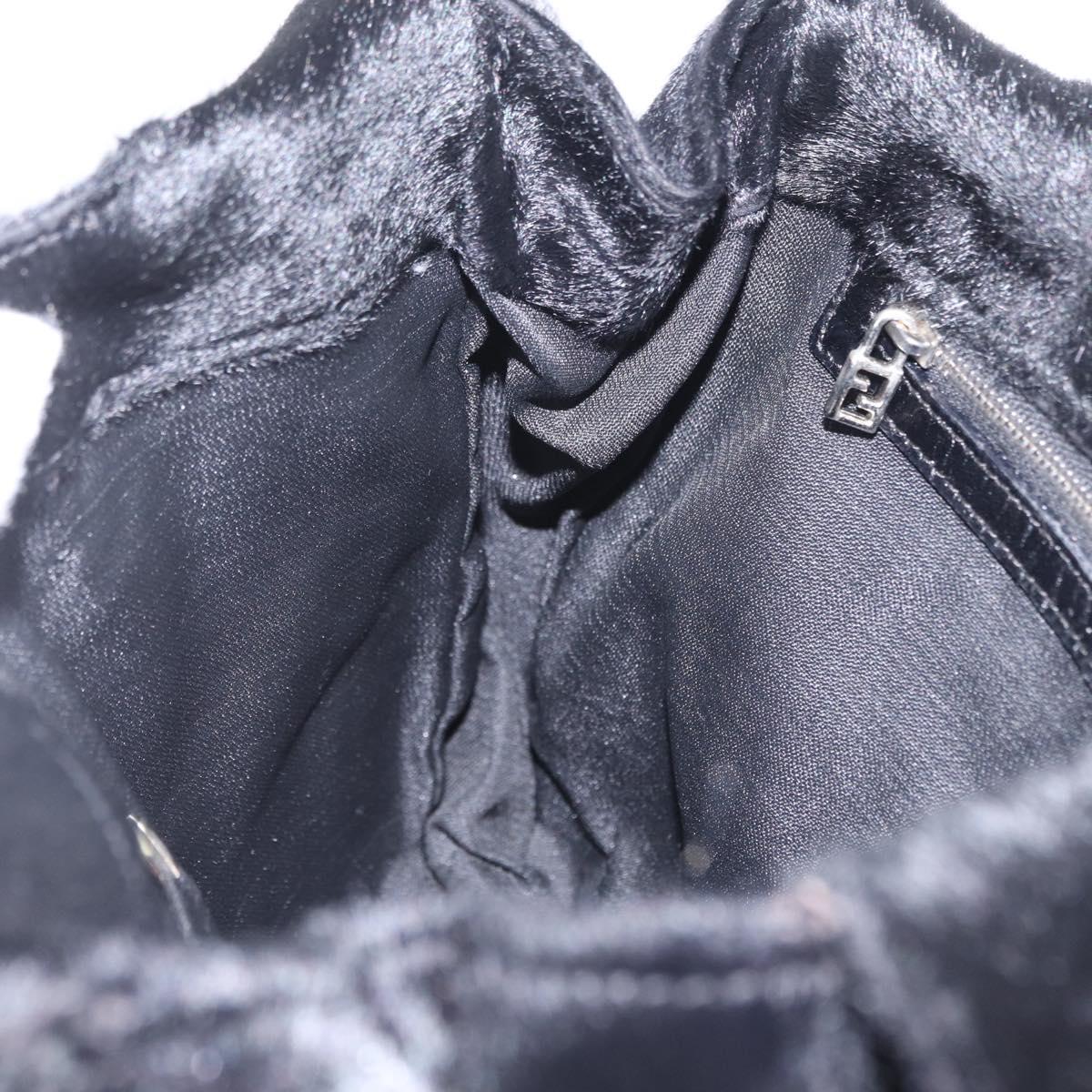 FENDI Tote Bag Harako Leather Black Silver Auth 206741V
